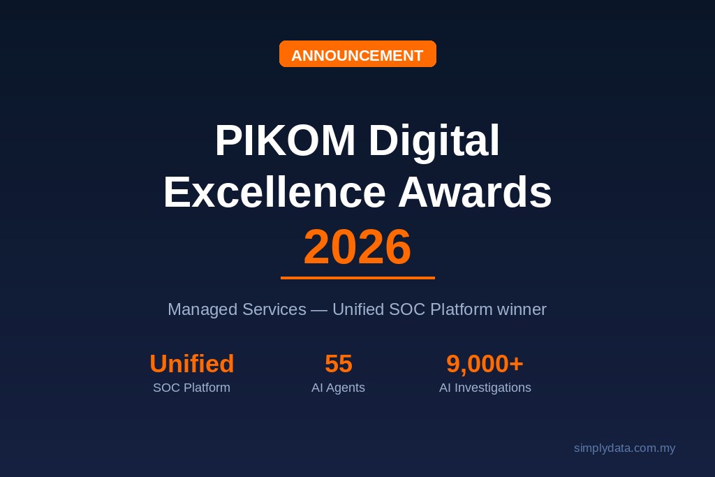 PIKOM Digital Excellence Awards 2026 Unified SOC Platform winner announcement by Simply Data